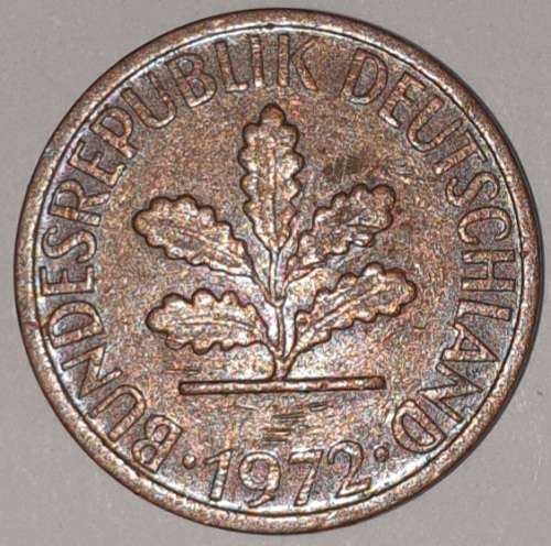 1972 D - 1 PFENNIG - ONE PFENNIG - GERMANY - FEDERAL REPUBLIC - (Copper Plated Steel)
